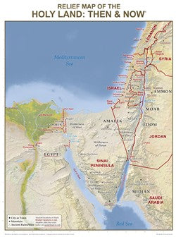 Wall Chart: Relief Map of the Holy Land: Then & Now