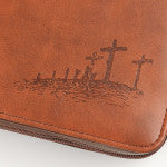 Bible Case: Faux Leather, brown, John 3:16
