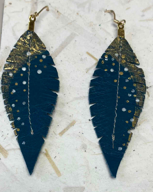 Earrings: Leather Feather, Small