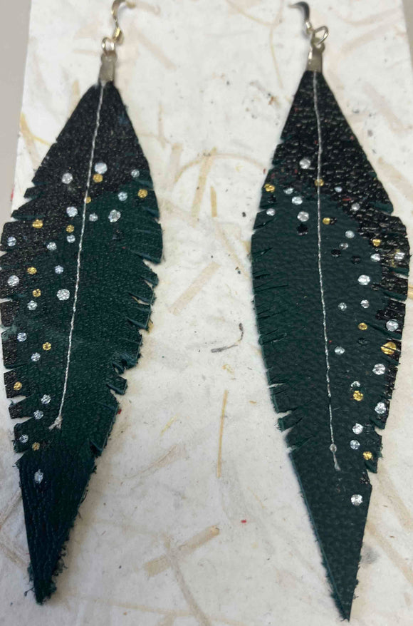 Earrings: Leather Feather, Medium