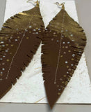 Earrings: Leather Feather, Large