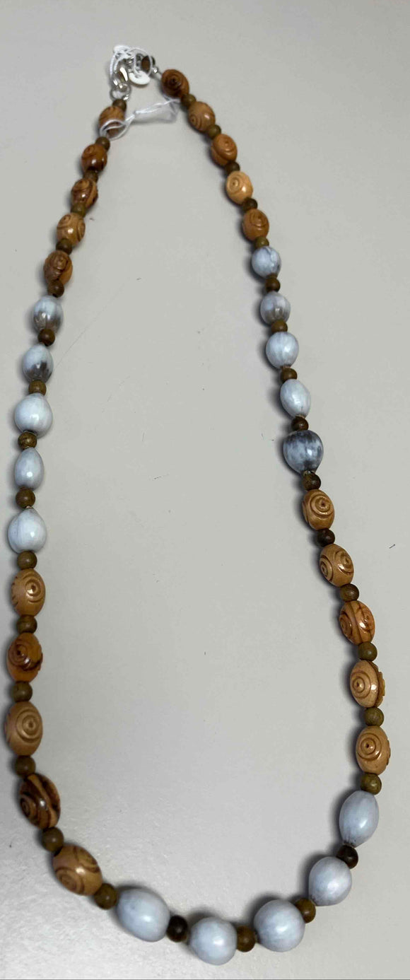 Necklace: Olive Wood. Job's Tears