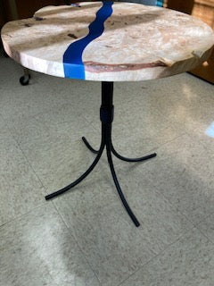 Table: Slab Wood Blue Resin