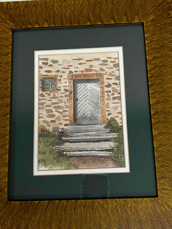 Framed Print: Herr Chevron Door with False Grain JK