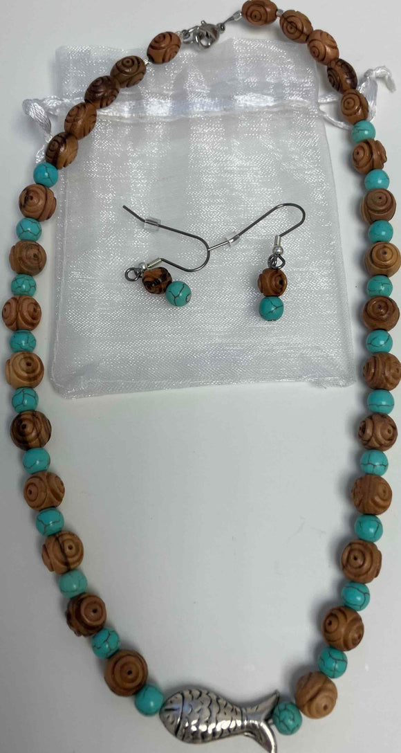 Jewelry Set: Olive Wood, 2 piece