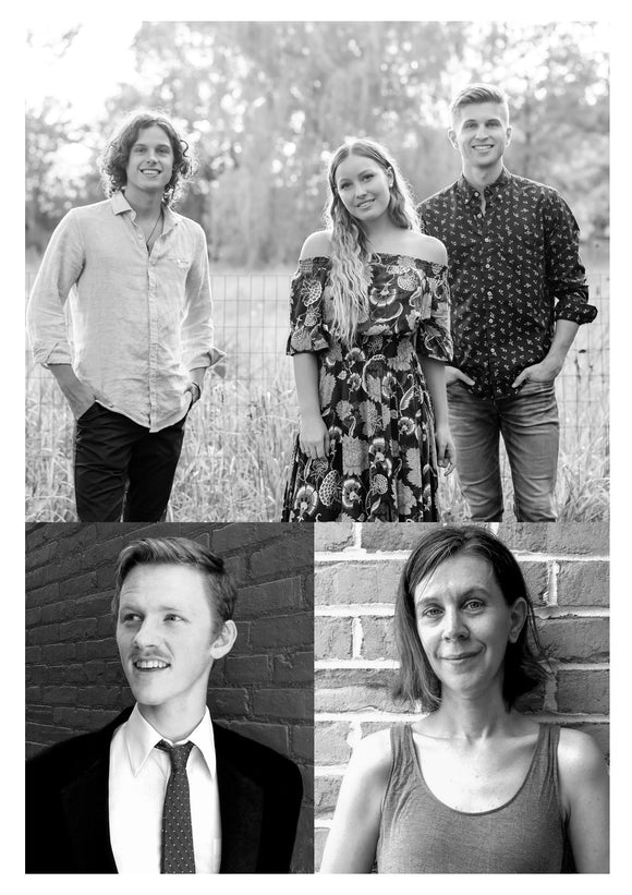Scheduled to Perform at Lancaster Mennonite Historical Society's Annual Music Night (Clockwise, from top) A Girl Named Tom, Jessica Smucker, & Julian Harnish
