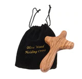 Olive Wood Holding Cross (with Bag)