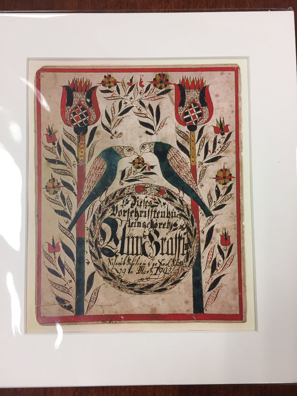 Fraktur Reproductions: Copybook Title Page, matted