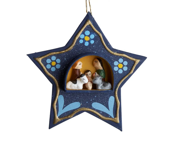 Ornament: Tiny Retablo Star Nativity