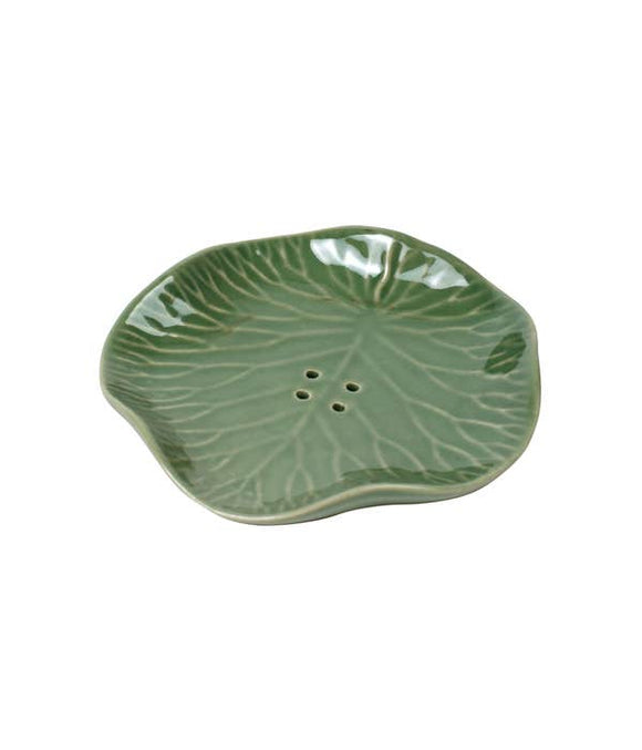 Ceramic: Green Lily Pad Leaf Soap Dish