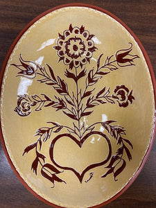 Redware: LMHS Logo,  Scrafitto Oval Plate