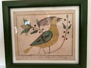 Fraktur Reproduction (framed): Farewell Bird for John Metzler, 1837