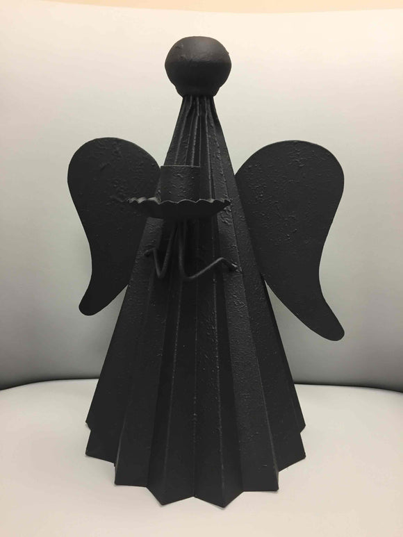 Candle Holder: Black Tin Angel