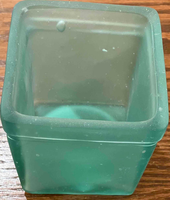 Candle Holder: Frosted Green Glass