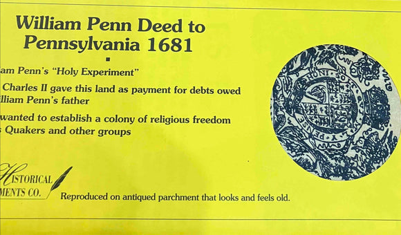 Reproduction: William Penn Deed
