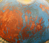 Bowl: Wooden with Painted Blue & Red Finish
