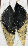 Earrings: Leather Feather, Large