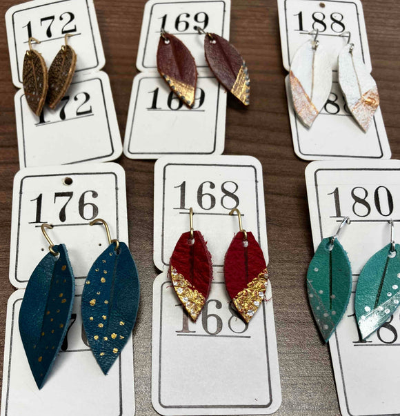 Earrings: Leather Leaf, Small