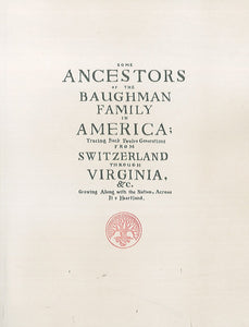 Some Ancestors of the Baughman Family in America